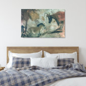 ロック絵画は馬と牛を示している, c.17000 B キャンバスプリント (インサイチュ (寝室))