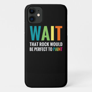 ロック絵画ズの待おもしろいち虹の芸術石画家 iPhone 11 ケース