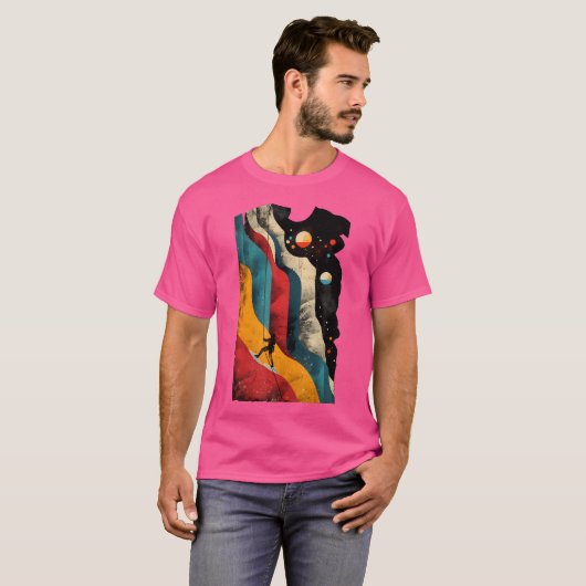 ロック芸術的クライマー男性と女性ロック登山 Tシャツ (正面フル)