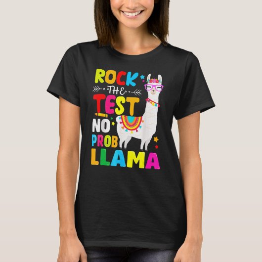 ロック試験先生試験日No Prob Llama Fo Tシャツ (正面)