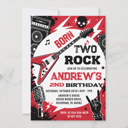 ロック誕生日招待状 招待状 (正面)