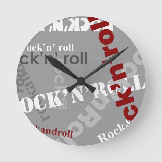 ロック転がタイポグラフィデザイン ラウンド壁時計 (正面)