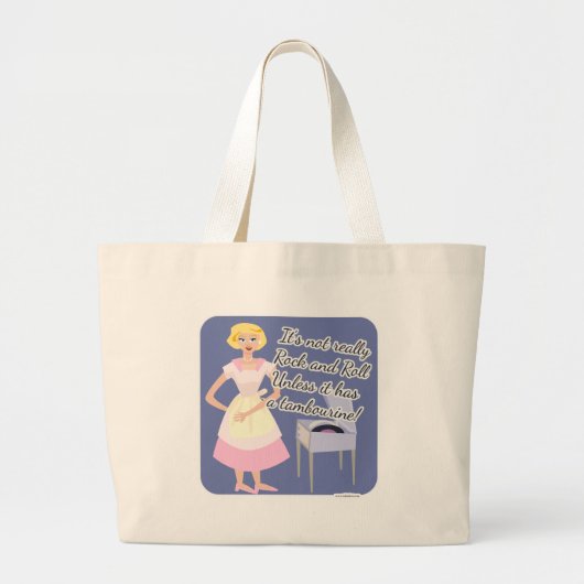 ロック転がタンブリンキッチス50世主婦 ラージトートバッグ (正面)
