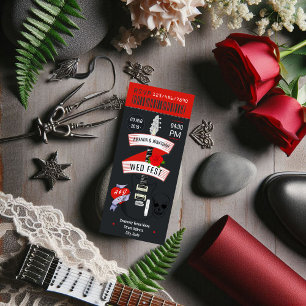 ロック転が結婚のチケットカスタム招待状 招待状