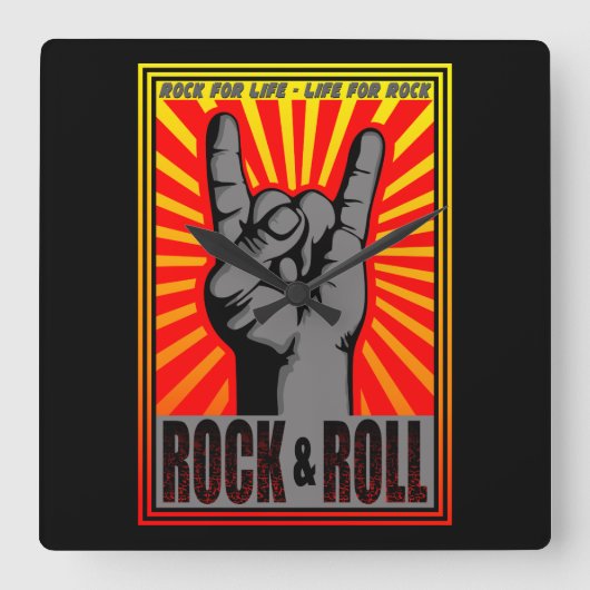 ロック転が スクエア壁時計 (正面)