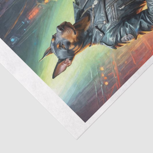 ロック遊ステージのドベルマン犬のギター – 薄葉紙 (詳細)