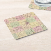 ロック郡、ウィスコンシンの州の地図 スクエアペーパーコースター (アングル)