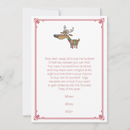 ロック醜いスウェータズホリデーパーティー招待状 招待状 (裏面)