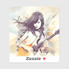 ロック音楽の雰囲気を持つ女の子 シール