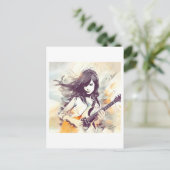 ロック音楽の雰囲気を持つ女の子 ポストカード (スタンド正面)