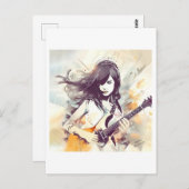 ロック音楽の雰囲気を持つ女の子 ポストカード (正面/裏面)
