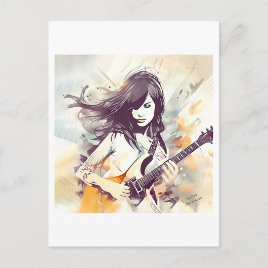 ロック音楽の雰囲気を持つ女の子 ポストカード (正面)