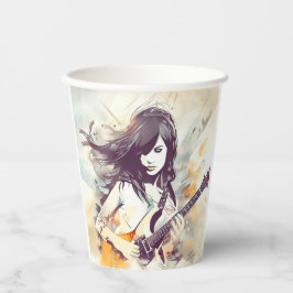 ロック音楽の雰囲気を持つ女の子 紙コップ