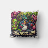 ロック音楽を演奏する動物のアニメーションバンド クッション (正面)