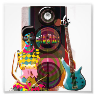 ロック音楽イラスト（ギターとスピーカー付き） フォトプリント           