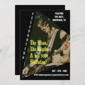 ロック音楽カスタムの写真50th誕生日パーティー 招待状 (正面/裏面)