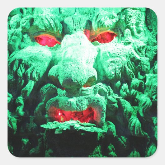 ロック顔の怖い仮面顔 スクエアシール (正面)