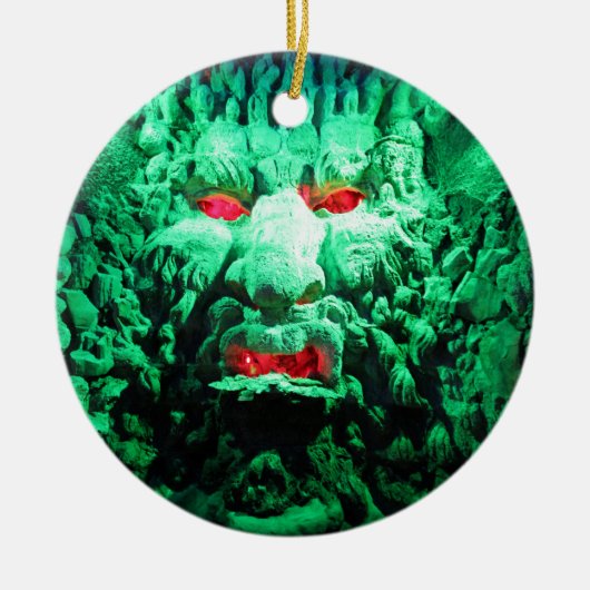 ロック顔の怖い仮面顔 セラミックオーナメント (正面)