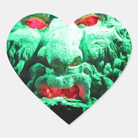 ロック顔の怖い仮面顔 ハートシール (正面)