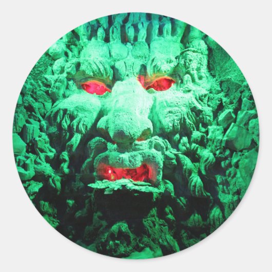 ロック顔の怖い仮面顔 ラウンドシール (正面)