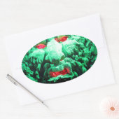 ロック顔の怖い仮面顔 楕円形シール (封筒)