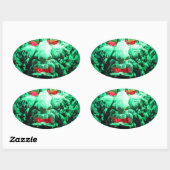 ロック顔の怖い仮面顔 楕円形シール (シート)