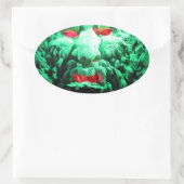 ロック顔の怖い仮面顔 楕円形シール (バッグ)