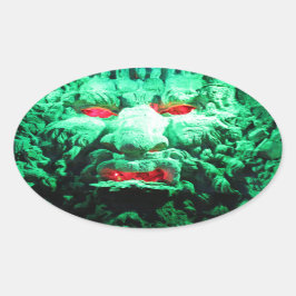 ロック顔の怖い仮面顔 楕円形シール