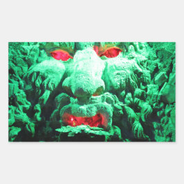 ロック顔の怖い仮面顔 長方形シール