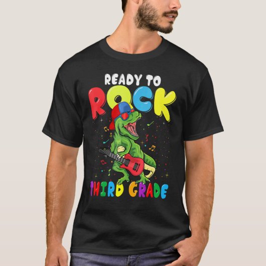 ロック3年生の恐竜ボーイズ新学期 Tシャツ (正面)