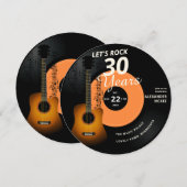 ロック30周年 ギター ヴィンテージ レコード 誕生日 招待状 (正面/裏面)