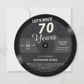 ロック70周年 ヴィンテージ ミュージック ノート LP バースデー 招待状 (正面)