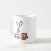 ロック、はさみ、ペーパーバッグ コーヒーマグカップ (正面左)
