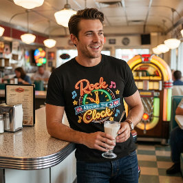 ロック・アラウンド・ザ・クロック の 1950年代スタイルのレトロ・ロックミュージック トライブレンドＴシャツ