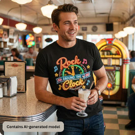 ロック・アラウンド・ザ・クロック の 1950年代スタイルのレトロ・ロックミュージック トライブレンドTシャツ