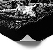 ロック&アンプ転がキャッ遊トのギタおもしろい猫グイ ポスター (角)