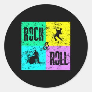 ロック&アンプ;音楽転がヴィンテージレトロ80sドラムグット ラウンドシール