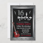 ロック・ギタリスト 16歳の誕生日パーティーの招待状 招待状 (正面)