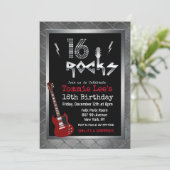 ロック・ギタリスト 16歳の誕生日パーティーの招待状 招待状 (スタンド正面)