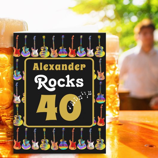 ロック+ギターの40歳の誕生日をオーダーメイドで カード