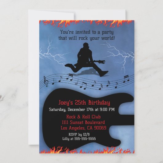 ロック&ギタ転がーバースデーパーティー招待状 招待状 (正面)