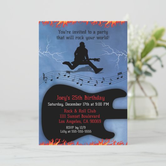 ロック&ギタ転がーバースデーパーティー招待状 招待状 (スタンド正面)