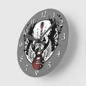 ロック&ギタ転がーロカビリーヘビーメタルミュージシャン ラウンド壁時計 (傾斜)