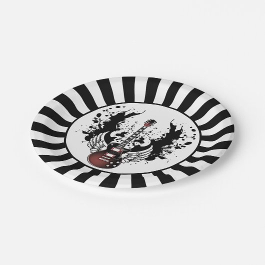 ロック&ギタ転がーロッカーメタルミュージシャンパーティー ペーパープレート (アングル)