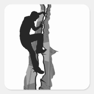 ロック・クライマーのBoulderingの正方形のステッカー スクエアシール
