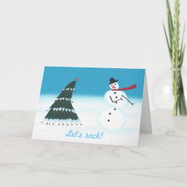 ロック、クリスマスツリー雪の男のグリーティングカード シーズンカード