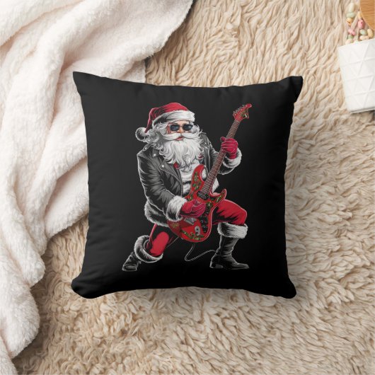 ロック&クリス転がスマスサンタクロースのギタープレーヤー クッション (ブランケット)