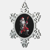 ロック&クリス転がスマスサンタクロースのギタープレーヤー スノーフレークピューターオーナメント (右)