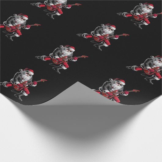 ロック&クリス転がスマスサンタクロースのギタープレーヤー ラッピングペーパー (角)