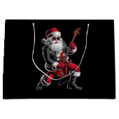 ロック&クリス転がスマスサンタクロースのギタープレーヤー ラージペーパーバッグ (正面)